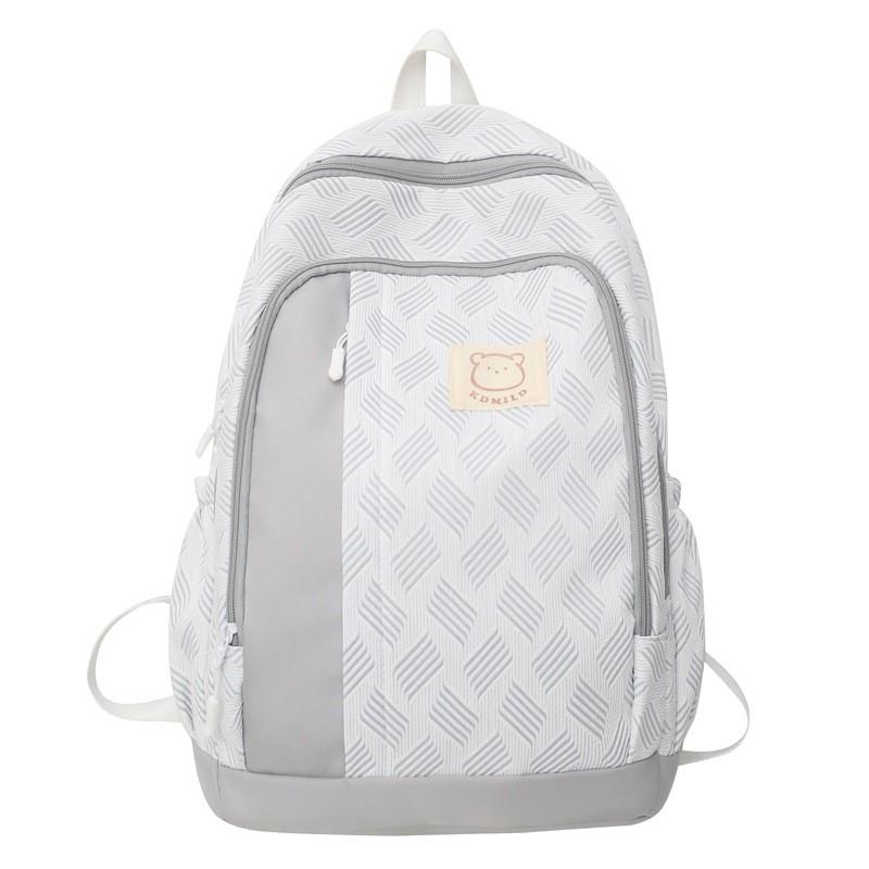 

Youth Little Bear Nylon Backpack With Trendy Color Block For Daily Commuting серый