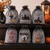 Storage Bag 12 Pcs Halloween Organza Candy Bag, Drawstring Treat Pouch with Pumpkin Ghost Bat Kids Pouches Print, Sheer Favor for Party Snacks, Trick