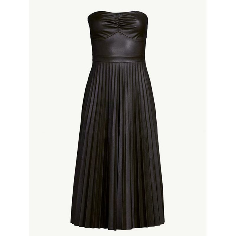 

European and American Fashion Women s Wear Sexy Tube Dress off-the-Shoulder Cinched Pleated Dress Sexy Strapless Dress Black XL