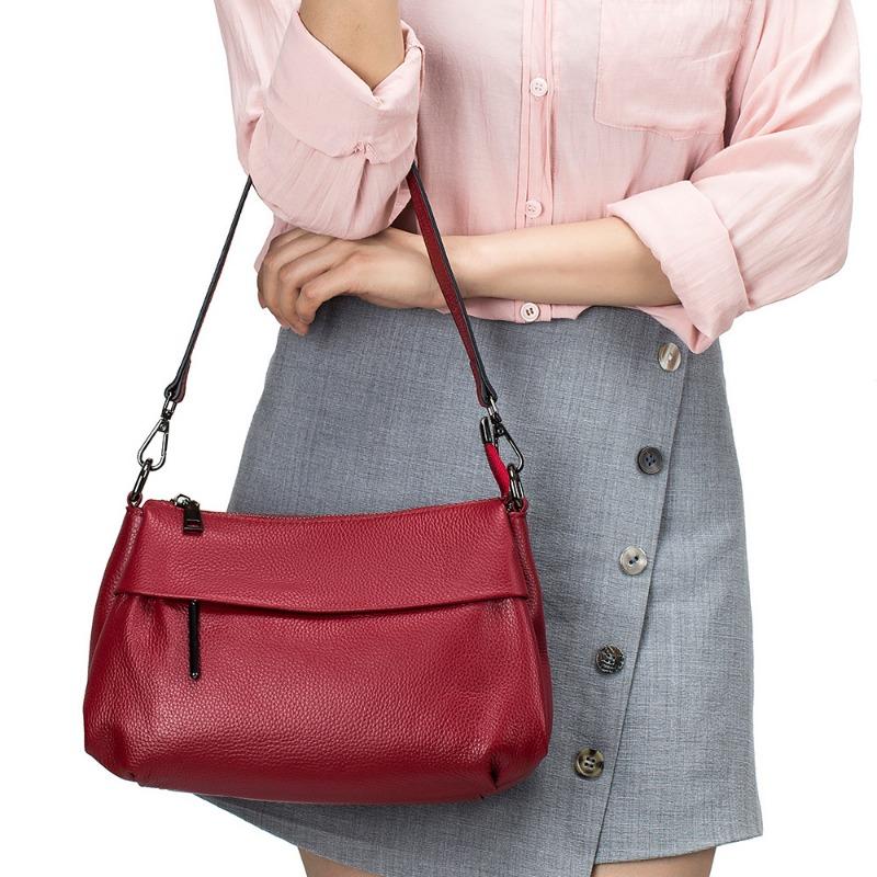 Genuine Leather Crossbody Bag Casual Bag Women's Fashion Handbag Top Layer Cowhide All-match Shoulder Bag Large Capacity