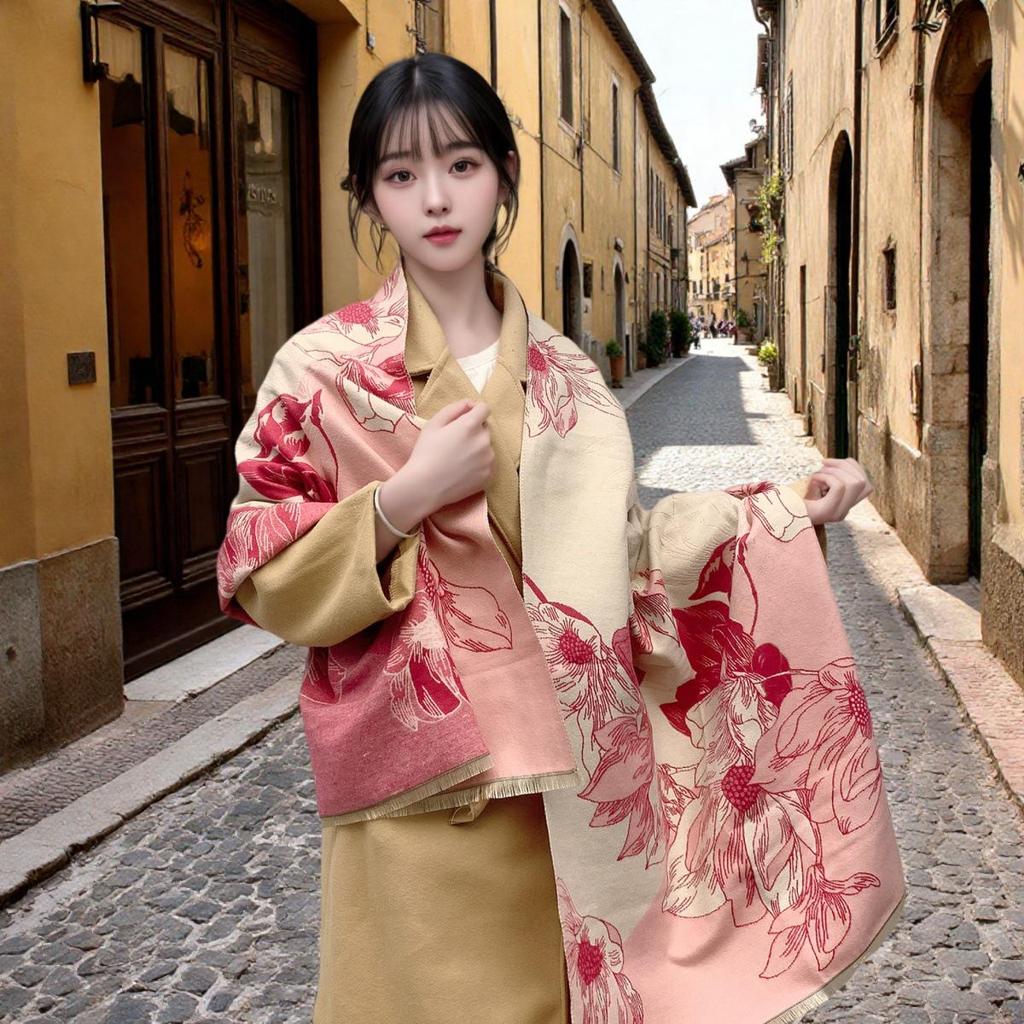 Liu Yifei Langer Schal Damen Winter Halswärmer - Hochwertiger Kaschmir-Imitat Strickschal