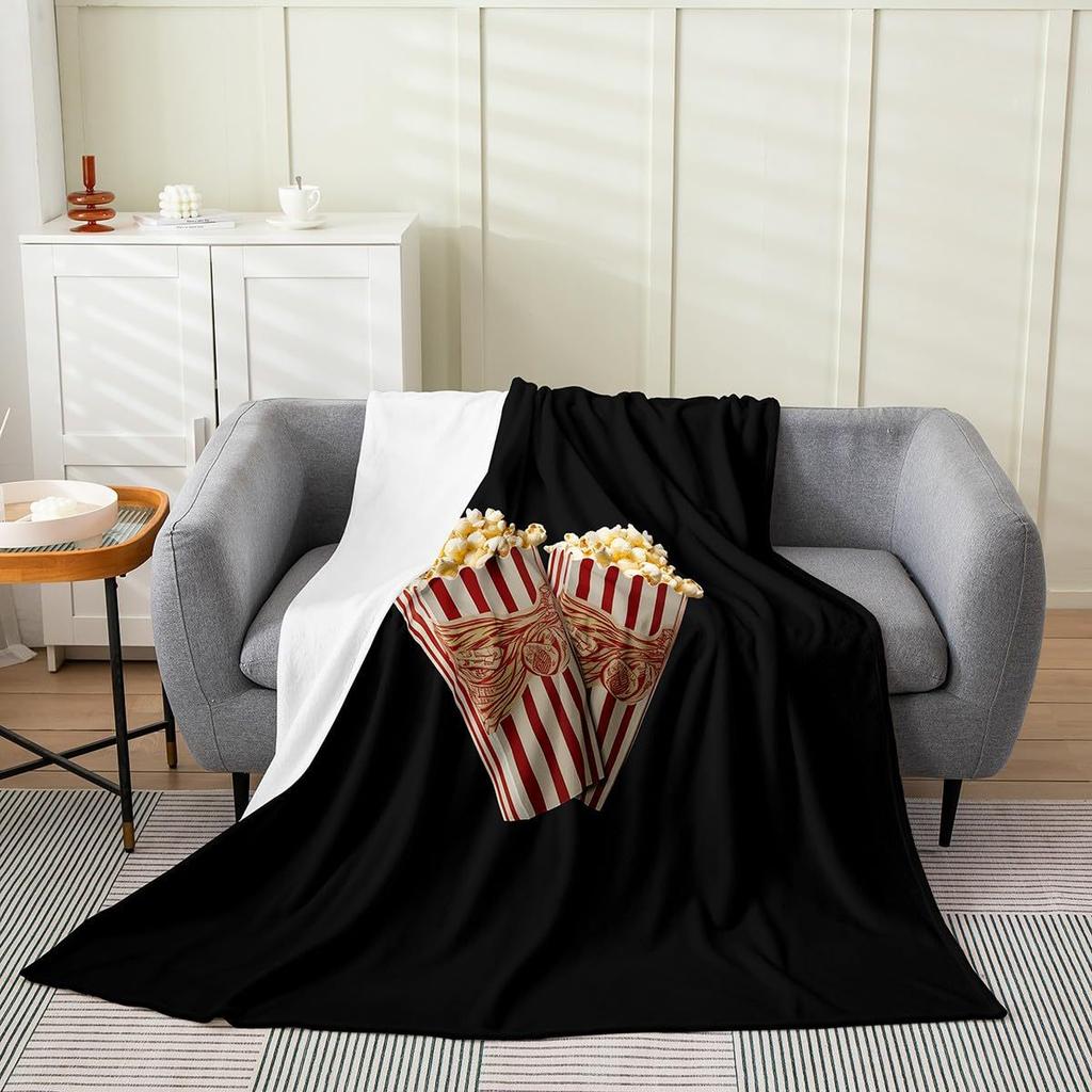 Popcorn Pattern Series Printed Blanket for Sofa Bed Travel Camping Living Room Office Conditioning Blanket for All Seasons Gifts