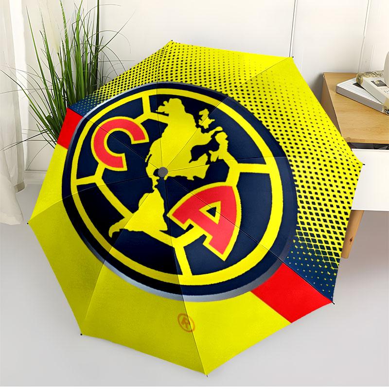 Club America Print Automatic Open Close Umbrella, Portable Foldable Umbrella, for Outdoor Commute Camping Trip, Ideal Birthday Gift