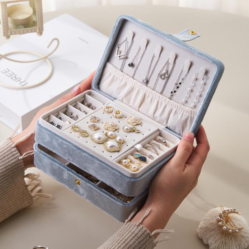 Scatola porta gioielli in pelle multistrato, custodia porta gioielli da viaggio per donna, per orecchini, anelli, collane, regalo per la festa della mamma, Natale