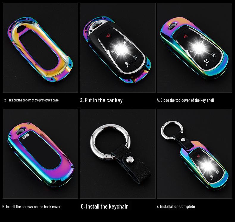 Compatible Key Case & Shell with Metal Keychain for 2016 New Buick LaCrosse Modification