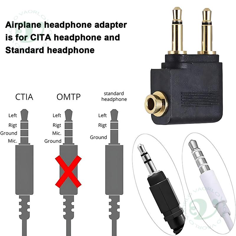 1-10 PEZZI Adattatore Audio per Aereo Spina AUX da 3,5 mm Convertitore Audio per Cuffie Auricolari da Aereo Per Cuffie da Viaggio Aereo Vendita all'Ingrosso