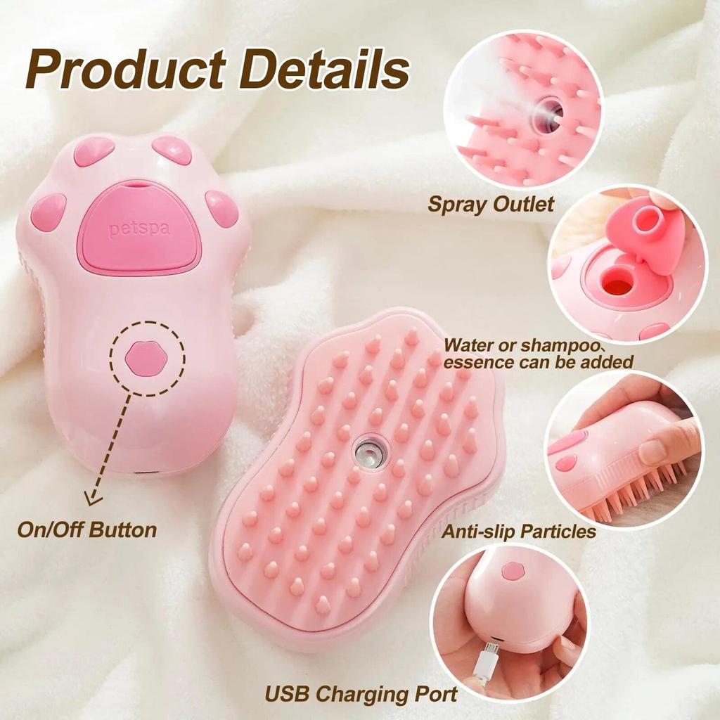 1 cepillo 3 en 1 para mascotas, cepillo de vapor para gatos, cepillo para perros, cepillo eléctrico con pulverizador para el pelo de gatos, peines de masaje para el cuidado de mascotas