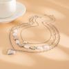 Barock Herz Quaste Anhänger Halskette Set mit unregelmäßiger Perle Schlüsselbein Kette