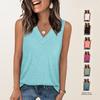 Summer Women's V-neck Casual Loose Solid Color Elastic Tank Top Sleeveless Tank