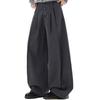 American striped straight pants men's retro long-breasted buckle versatile old money style couple casual pants