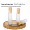 Premium Wood Grain Lid Glass Lotion and Spray Bottle - Frosted Cosmetic Dispenser