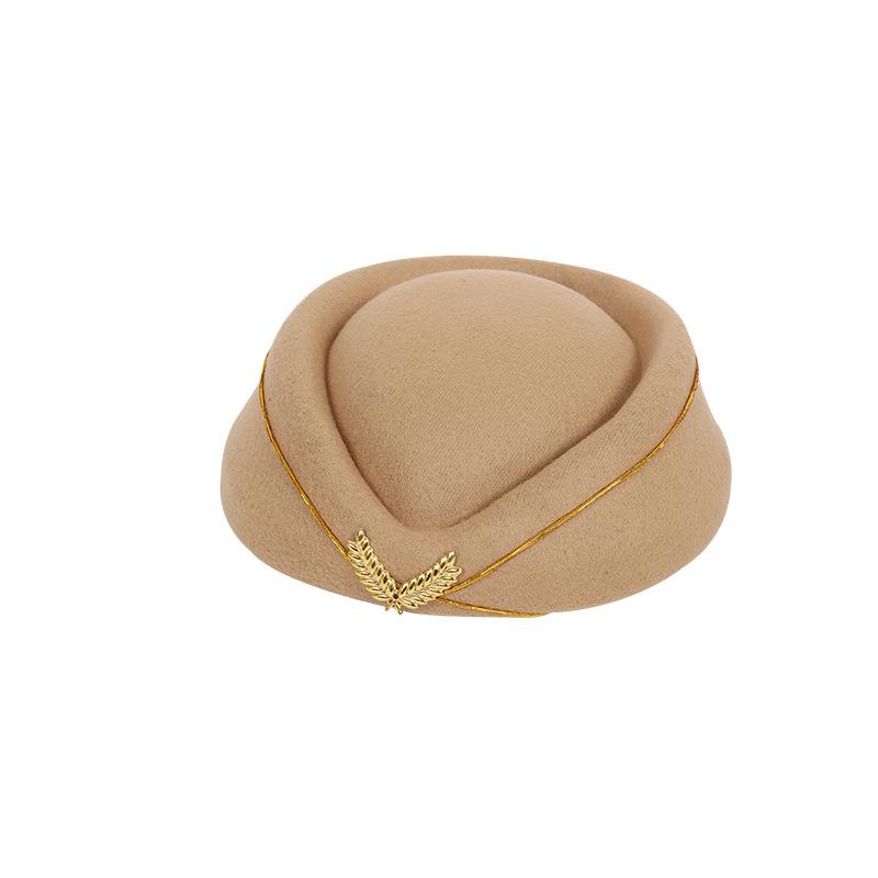 Woolen Bere Stewardess Hat High Speed Rail Stewardess Hat Hotel Front Desk Attendant Uniform Hat