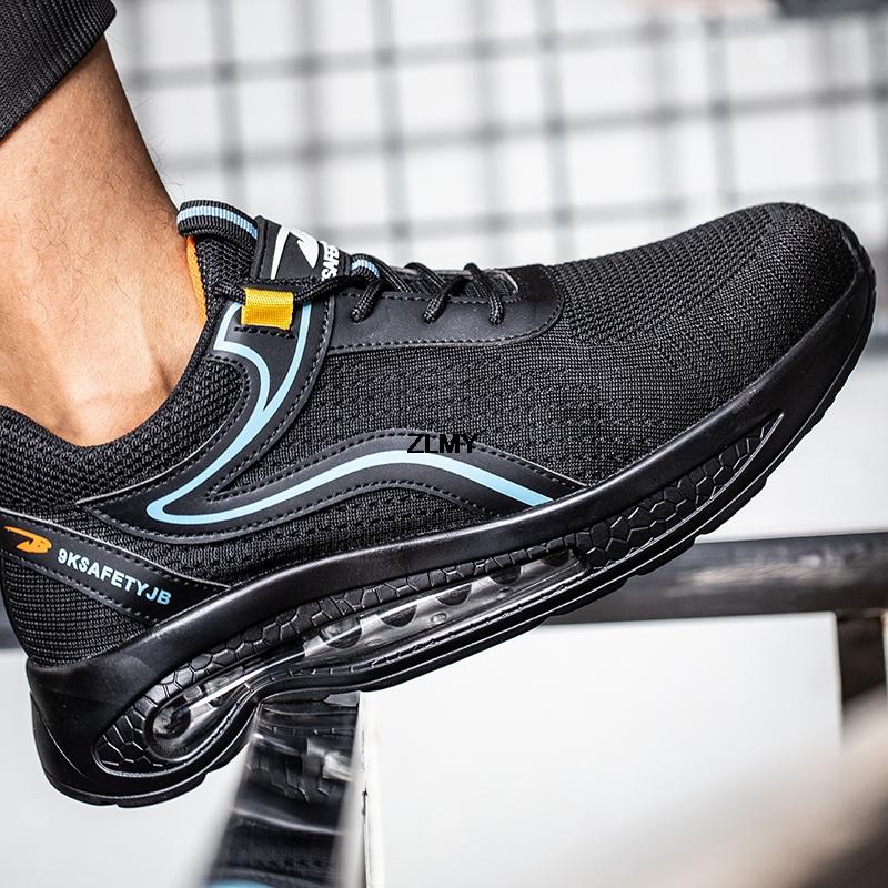 Breathable Steel Toe Safety Shoes For Men Air Cushion Work Boots Puncture Proof Sport Working Sneakers Man Construction Footwear