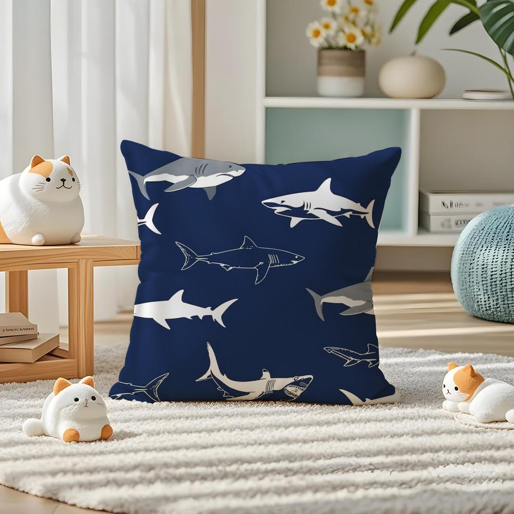 Dekorative Blaue Geometrie Kissenbezug Seidig elegant Komfort Sofa Bett Unsichtbarer Reißverschluss