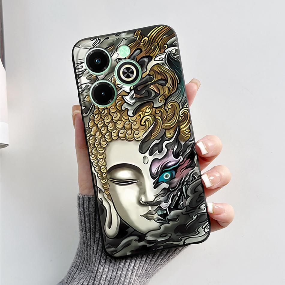 For Infinix Hot 40i Case Hot40i Fashion Marble Black Silicone Soft Phone Case For Infinix Hot 40i 40 i X6528B Back Cover Fundas