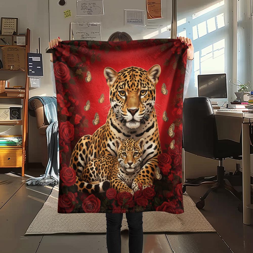 1PC Leopard Cat Print Flannel Blanket, High quality All Seasons, Home Decor, Warmth and Comfort, Perfect for Christmas Gifts