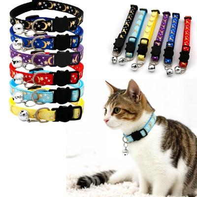 1 Stück Katzenhalsband mit Glöckchen Cartoon Stern Mond Hund Welpe Katze Kätzchen Halsband Verstellbar Sicherheitsglocke Klingel Halskette Katzen Schmuck