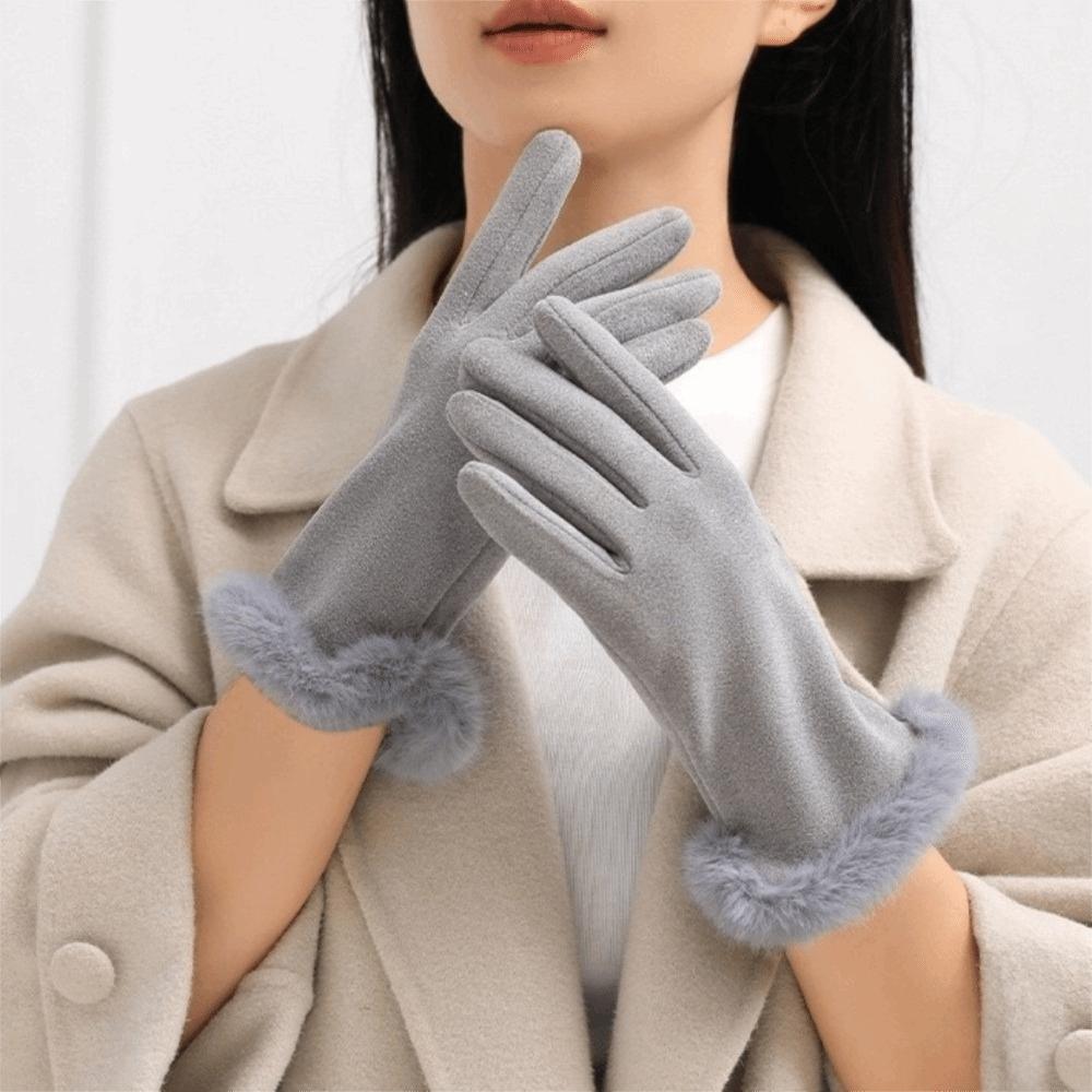 Full Fingers Mittens Solid Color Cycling Mittens Fashion Women Winter Gloves  Outdoor