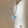 Crystal Double-layer Necklaces Sweet Clavicle Chain New Butterfly Zircon Necklace  Women Jewelry