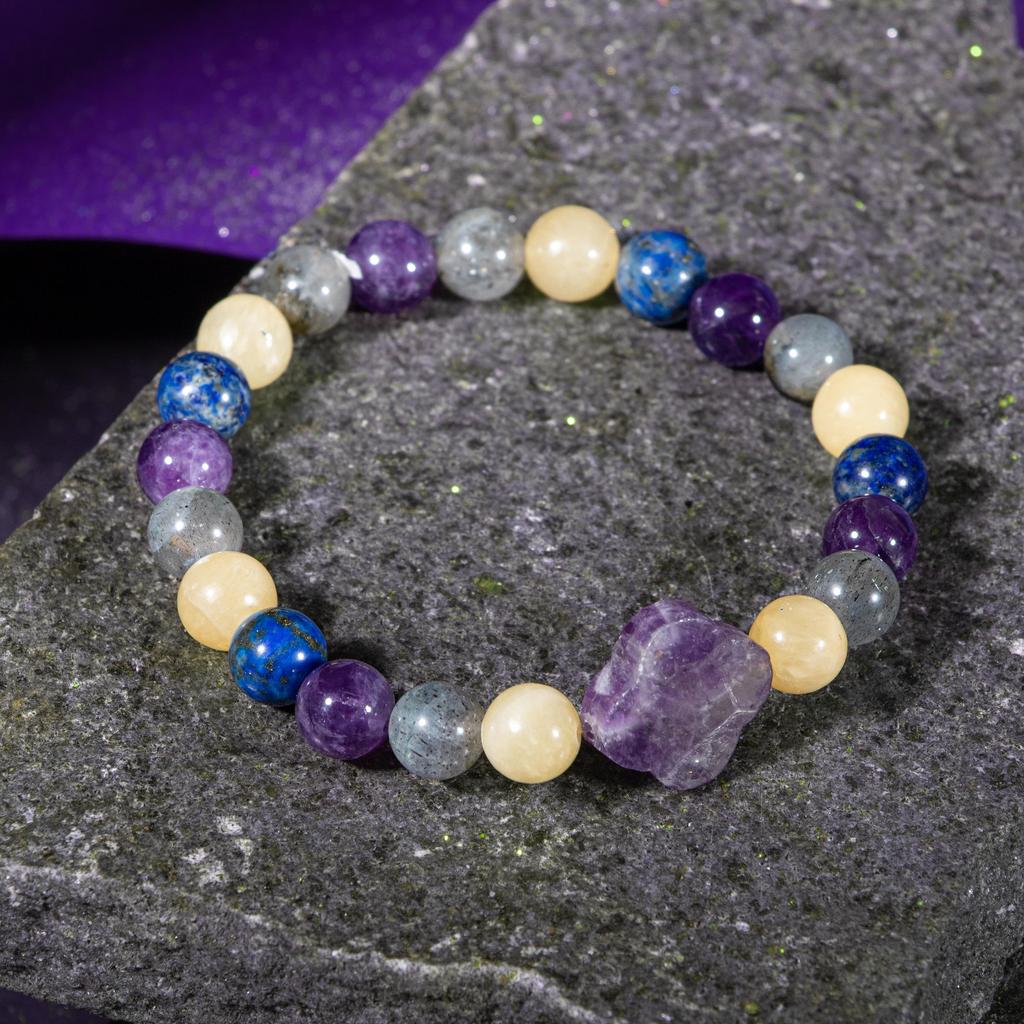 Náramek Střelec Ametyst, Kalcit, Labradorit, Lapis Lazuli