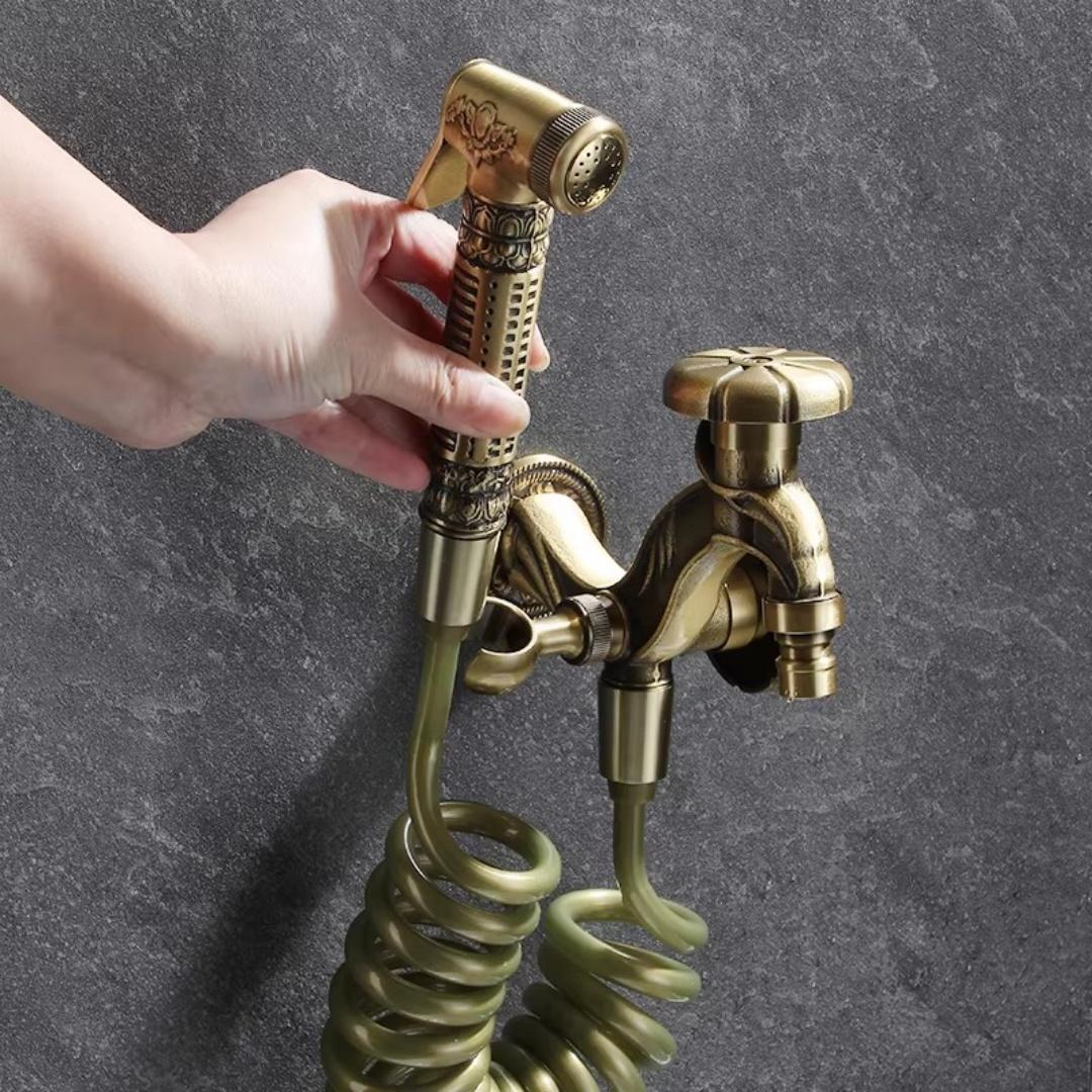 

Antique Hand Held Bidet Sprayer Single Cold Toilet Kit Brass Shattaf Shower Head Antique Copper Valve Set Jet Bidet Faucet Set