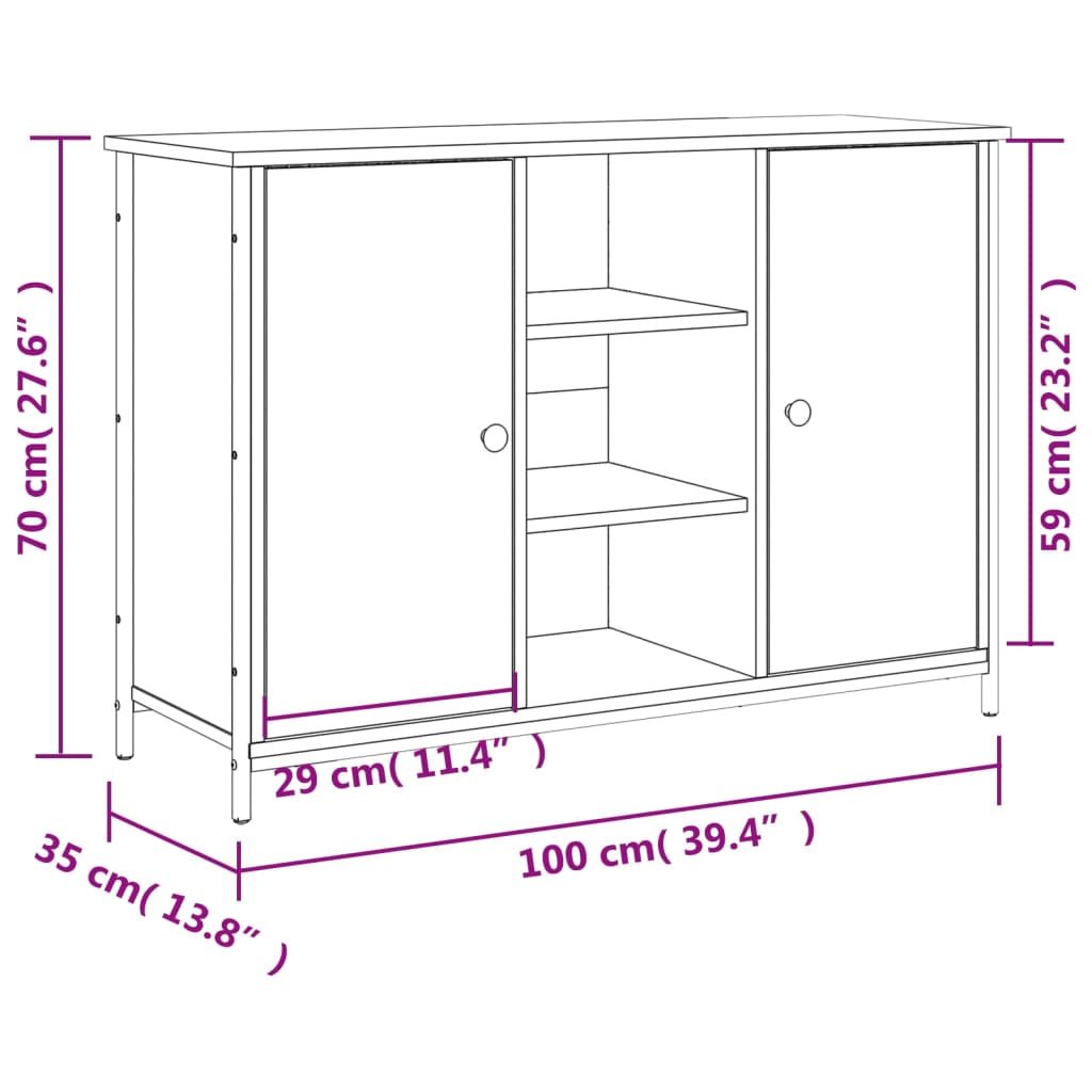 Sideboard Gray Sonoma 100x35x70 Cm Particleboard