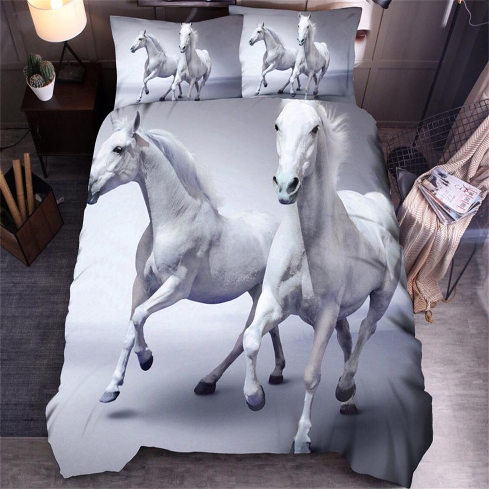 

Підодіяльник із 3D-принтом на конях. Набір постільної білизни для тварин. Подвійний повний двоспальний розмір King Size для дітей, чоловіків, чорна м’яка наволочка для ковдри. EU Single135x200cm