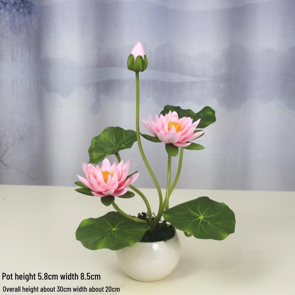 Artificial Lotus Flowers for Buddha Altar, Decorative Silk Bonsai, and Small Guanyin Ornaments