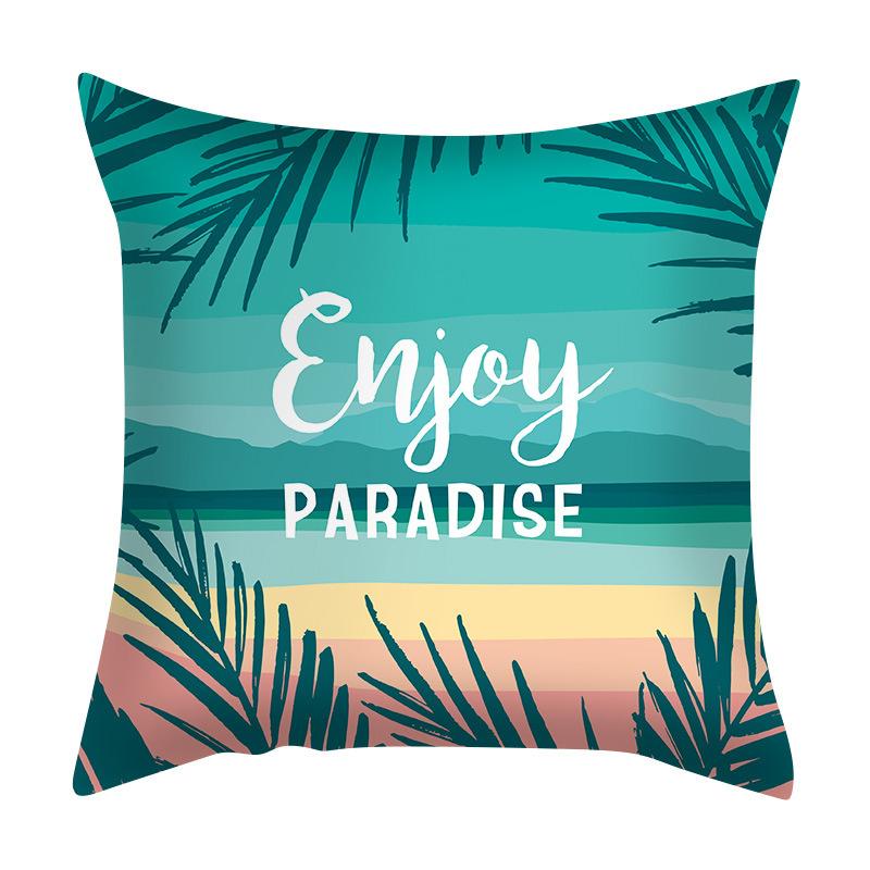 Summer Beach Scenery Cushion Cover Turquoise Pillowcase Polyester Sofa Chair Waist Hold Pillowcase Modern Home Decor 45x45cm