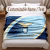 Lazio FC Printed Flannel Blanket Custom Name Text Soft Warm Throw For Bedroom Holiday Gift