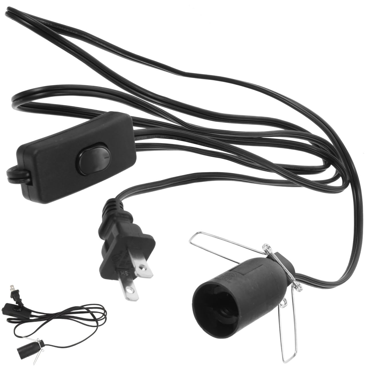 

Патрон для лампы E12 Mobestech со шнуром и промежуточным выключателем, 1,8 м, черный, идеально подходит для Хэллоуина и Рождества, совместим с напряжением AC110, упаковка из