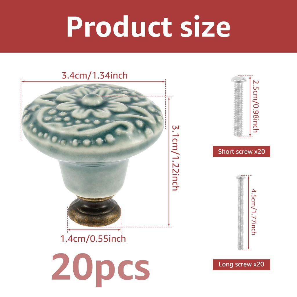 10/20 Stück Neuer Schubladengriff Retro Keramikmöbelknauf Griff mit Schrauben Dekorativer Mehrzweck SchranktürgriffKnauf
