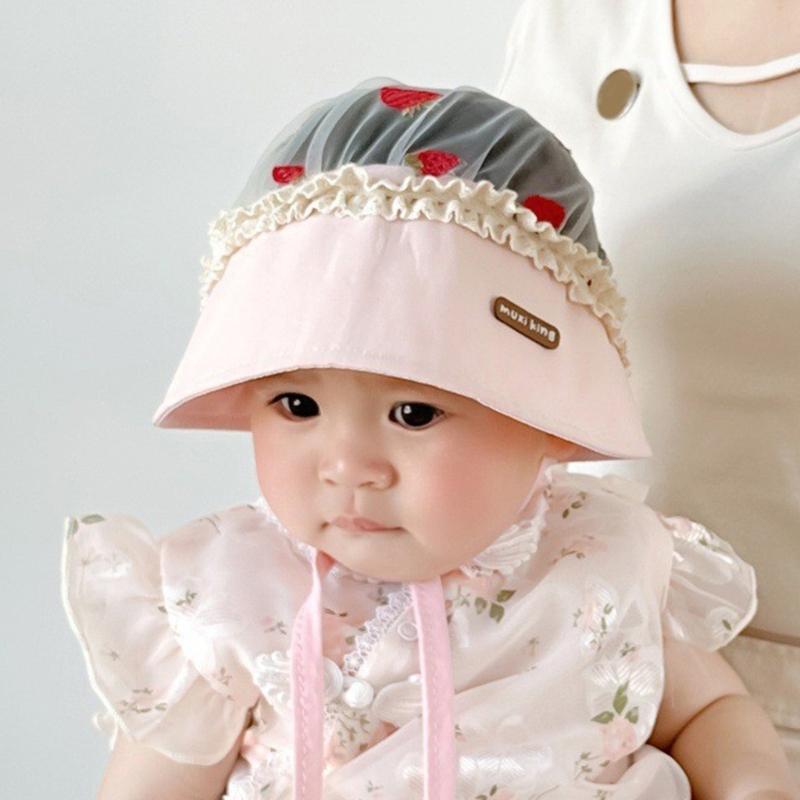 Cute Girls Fetal Caps for Infants Lovely Baby Fisherman Hat Lace Printed Bonnet for Indoor Outdoor Activities