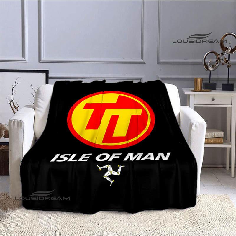 Motorcycle Isle of Man Tt Printed Blankets Flannel Warm Blanket Soft Cozy Blanket Travel Blankets Bed Linings Birthday Gift