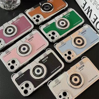 For iPhone 16 Pro Max 15 Plus 14 13 12 11 Promax Phone Case 3D Luxury Retro Camera Creative Shell With Hand Rope Cover