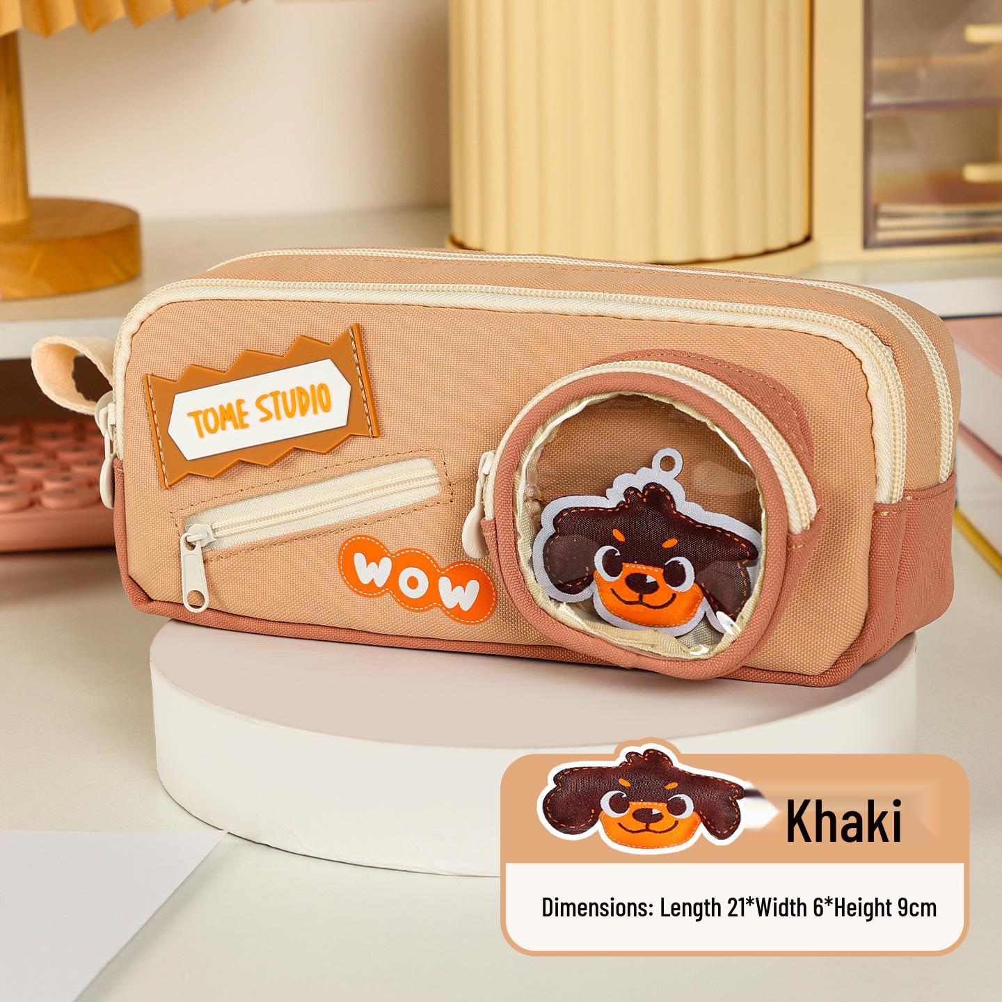 

TOME Cute Woof Woof Puppy Series Large Capacity Double-Layer Pencil Case for Primary School Students.