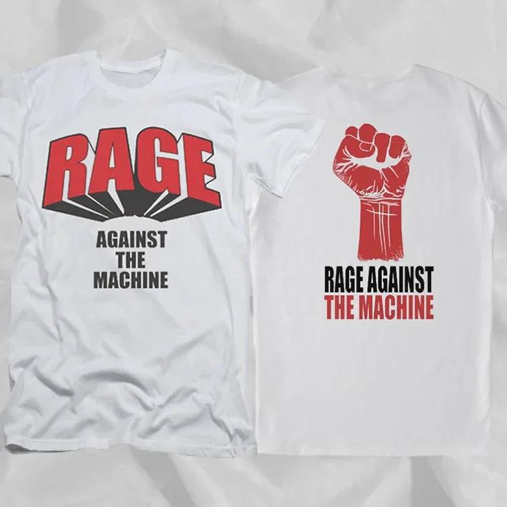 Rage Against The Machine 90s Retro Style White Rare Double Sided Tshirt