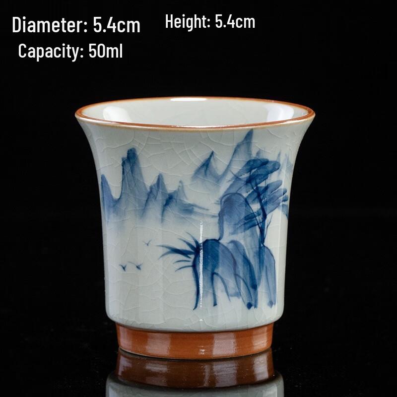 Shangqi Vintage Ge Kiln Hand-Painted Ceramic Teacups