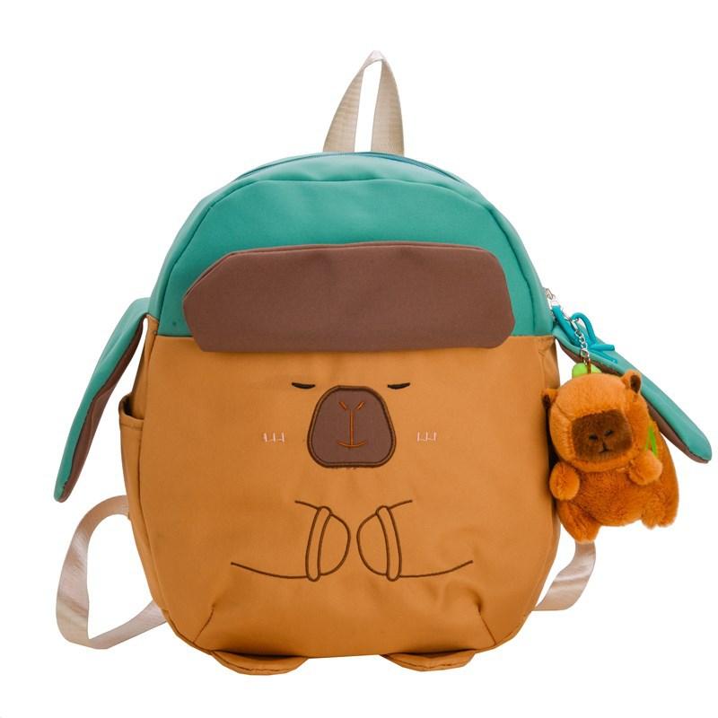 

Милый мультяшный рюкзак с дизайном капибары, большой вместимости, детская сумка-рюкзак для школы хаки