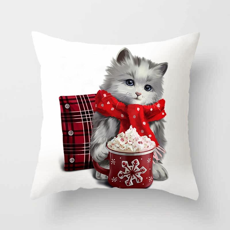 Cute Cat Print Polyester Cushion Cover 45x45 Throw Pillow Case For Sofa Car Home Decorative Pillowcase Pillow Cover