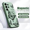 Magnetic For Magsafe Case For Samsung Galaxy S26 Ultra S25 Edge S24 Plus S23 FE S22 A54 A55 A56 5G Ink Color Butterfly Pattern Matte Cover
