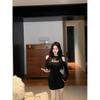 Choke Girl Pure Desire Style Black Lace Splicing Strap Off-the-shoulder Dress Women's Autumn Waist Sexy Hip-wrapped Dress