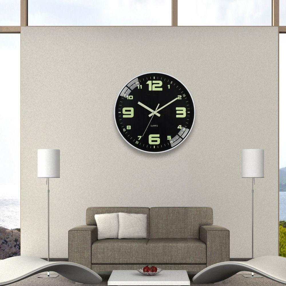 Plastic Quartz Wall Clock Round Digital Clock Home Decoration Luminous Wall Clock  Shops