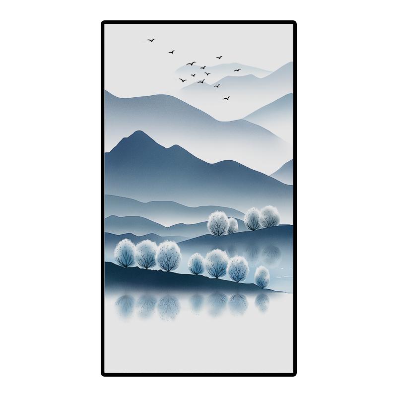 Klassische Landschaft im chinesischen Stil Buntglasfolie Verdunkelnd Selbstklebende Glasaufkleber Statisch haftende Sichtschutz-Fensterfolien