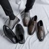 New Modelpointed Large Size British Bullock Carved Leather Shoes Men'S Breathable Men'S Casual Business Shoes 45 Groom Wedding Shoes 46