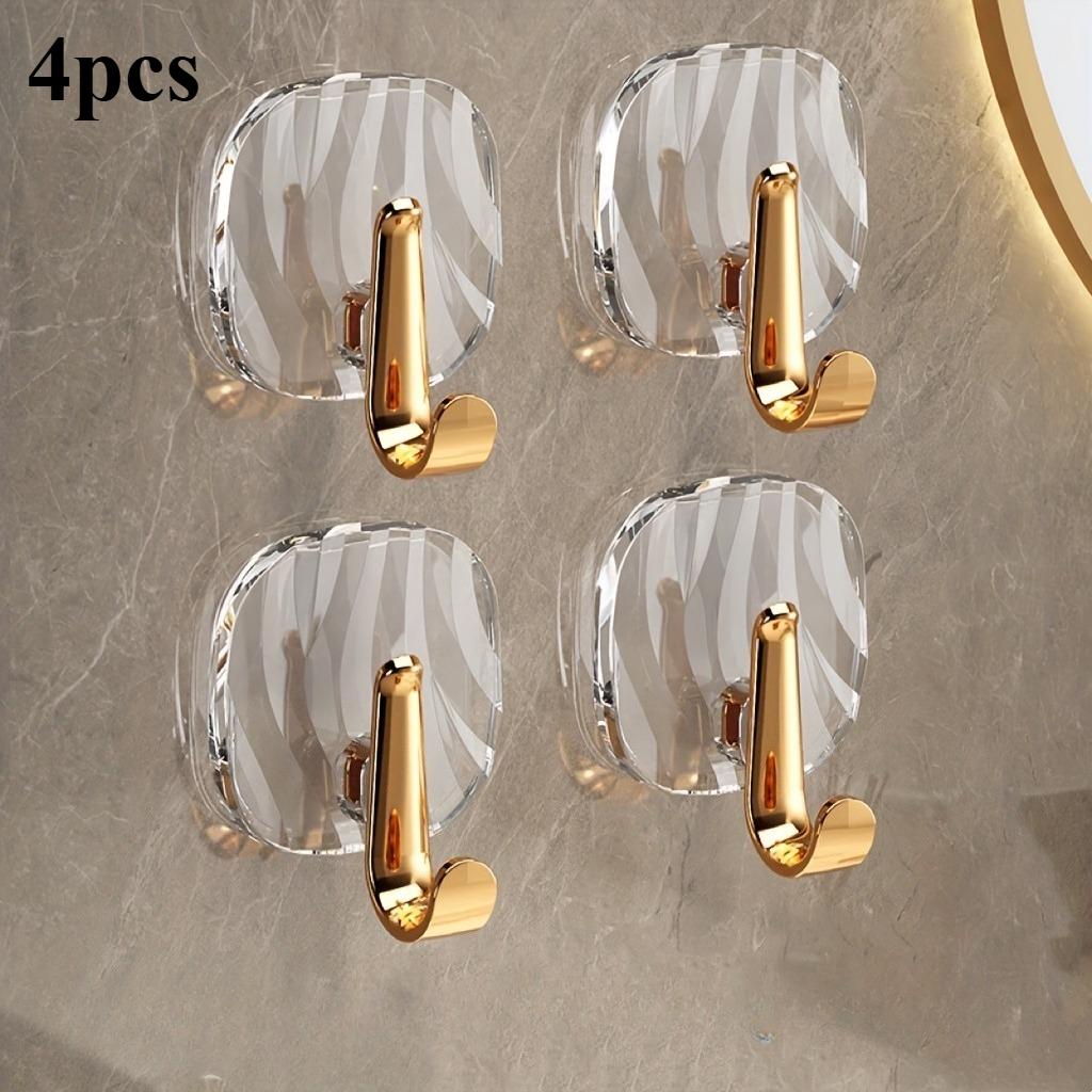 4pcs/set Wall Mounted Hook Hanging Self Adhesive Bathroom Hooks Punch Free Scratch Free Towel Rack Coat Hanger Home Accessories