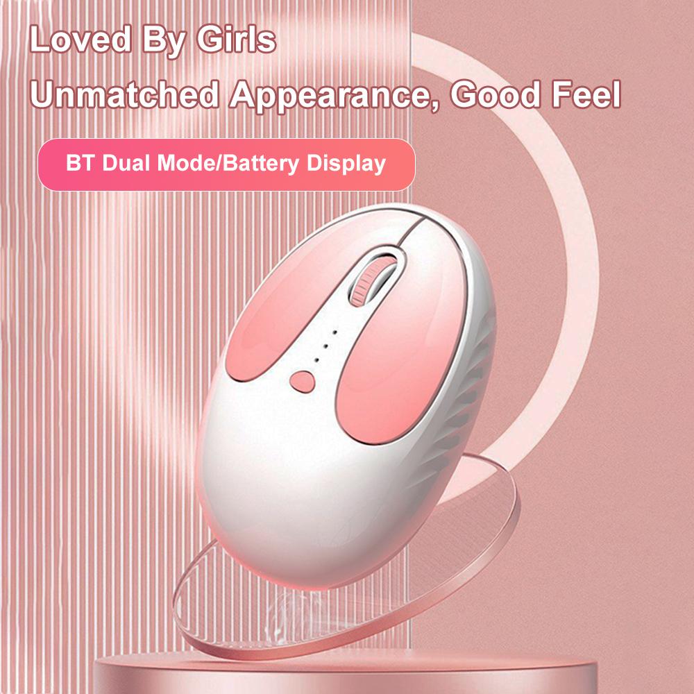 Dual-Mode Wireless Mäuse 2.4G+BT Leise Computermäuse mit Leistungsanzeige Tragbare USB Kabellose Stille