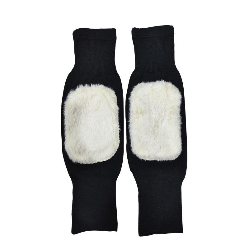 Winter Cashmere Fleece-Lined Knee Pads for Outdoor Cycling - Thick, Warm Protection for Men and Women