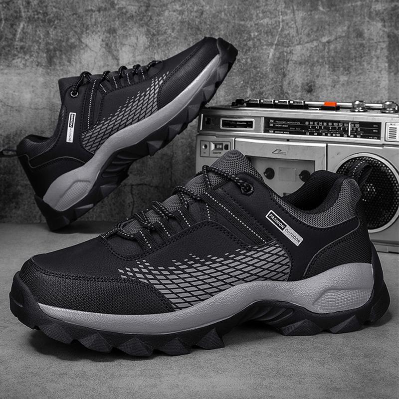 Autumn Leather Men's Sneakers Chunky Men Shoes Heighten Fashion Casual Damping Tennis Shoes Black Waterproof Sneaker Man