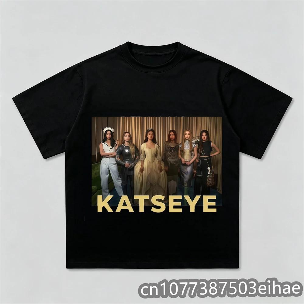 Teen Katseye Tshirt 2000s Kawaii Graphic Anime Digital Classic Hip Hop Style Youth Fashion Short Sleeve Casual Top
